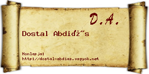 Dostal Abdiás névjegykártya
